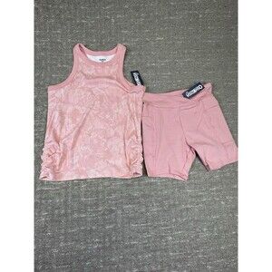NWT Oshkosh B’gosh Tank Top Shorts 10 / 12 Pink Peach Biker Girls Outfits Shirt